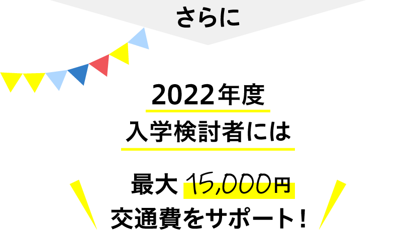 2020年度入学検討者には最大15,000円交通費サポート！