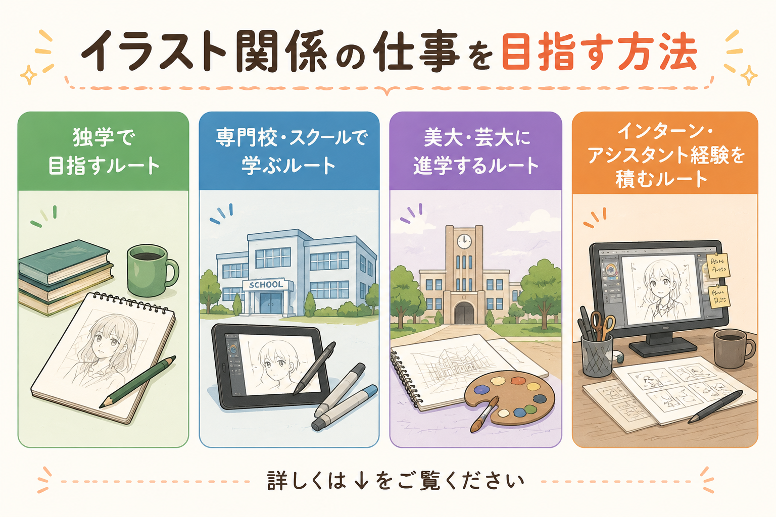 イラスト関係　仕事　目指す方法